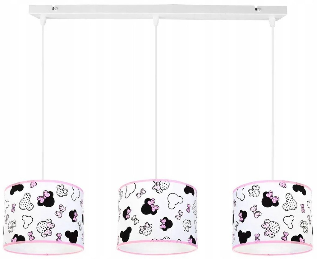 Detské závesné svietidlo Minnie, 3x textilné tienidlo so vzorom