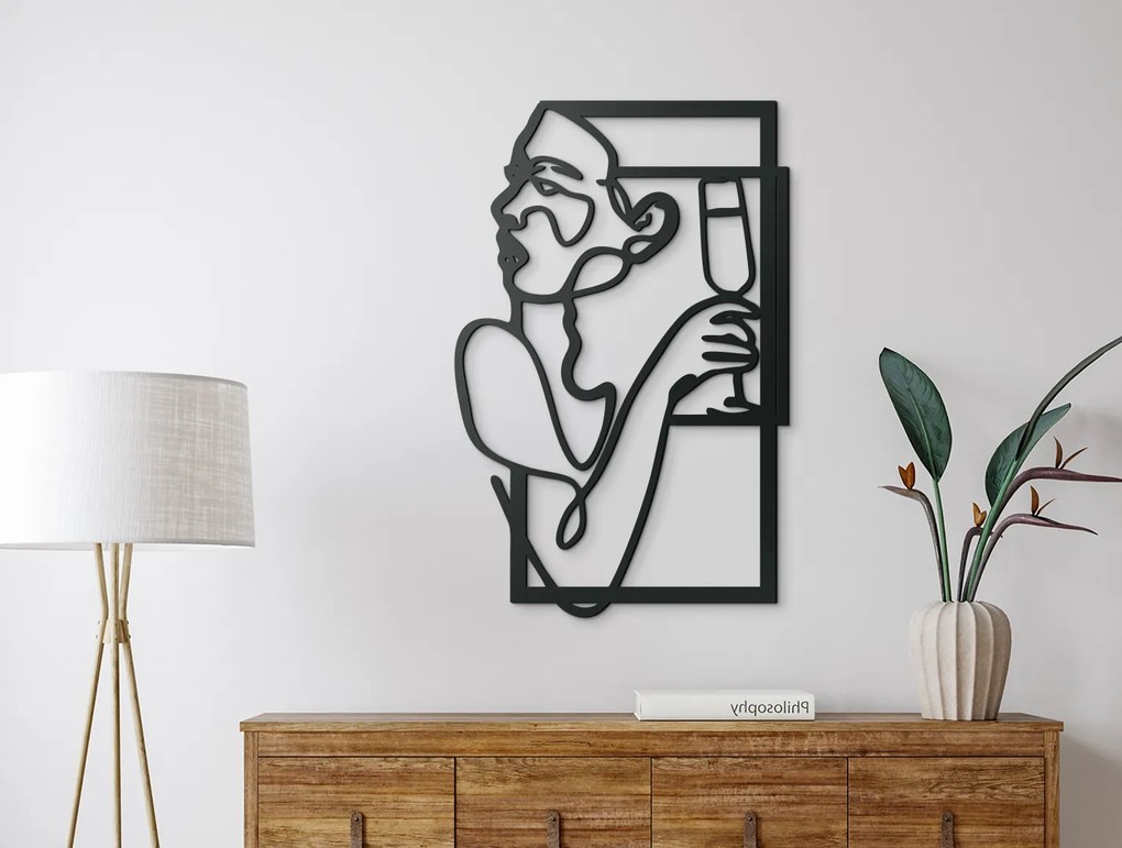 drevko Abstraktný obraz Pitie vína Rozmer obrazu: 44,5 x 28,5 cm, Farba dekorácie: Čierna