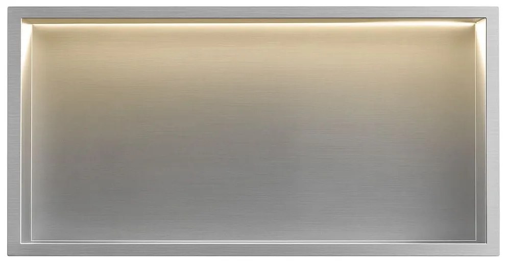 Rea Rea, LED polička na zapustenie 60x30x10 cm, 12W, 3000K, brúsená oceľ, REA-08544