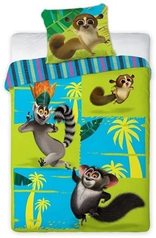 Farebné detské posteľné obliečky s motívom rozprávky Madagaskar