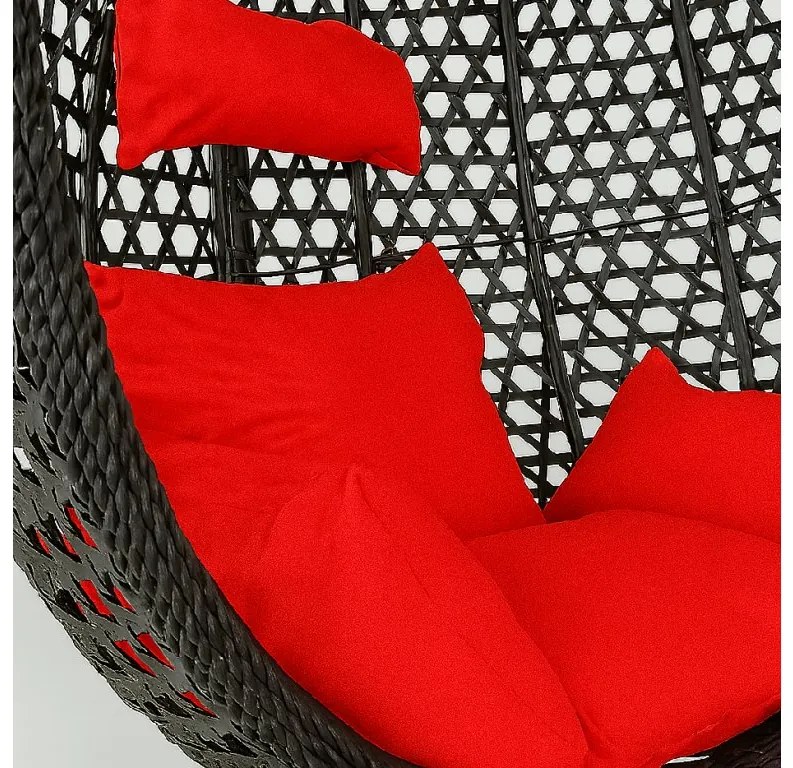 Závesné ratanové hojdacie kreslo KAYLA čierne