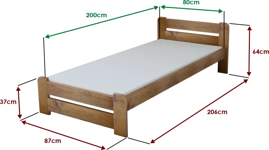 Maxi Drew Posteľ Laura 80 x 200 cm, dub Rošt: Bez roštu