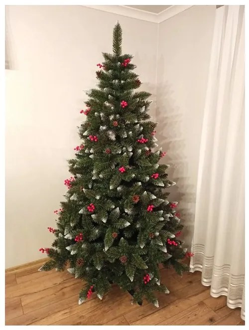 Umelý 3D vianočný stromček BOROVICA s jarabinou 160 cm