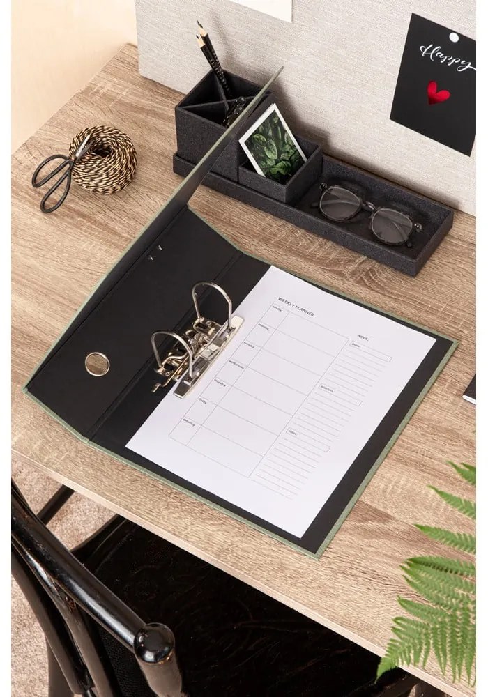 Zelený kartónový organizér na dokumenty Archie Canvas Paper Laminate – Bigso