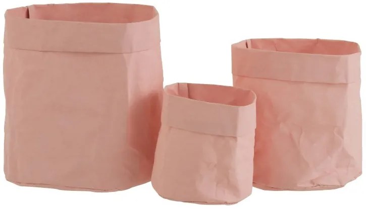 Set 3ks ružových kvetináčov z vodeodolného papíru - 20*20*21 cm