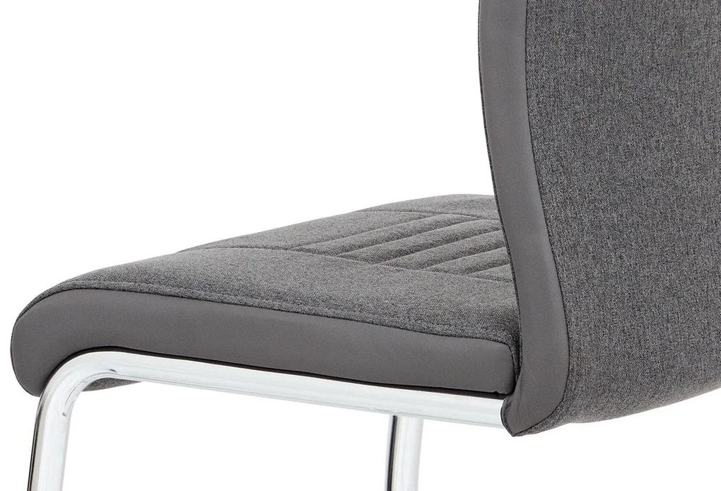 Autronic -  Jedálenská stolička DCL-405 GREY2, sedák látka šedá/podnož chróm
