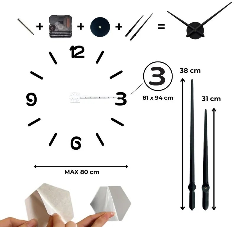 Moderné nalepovacie nástenné hodiny | SENTOP 12S026