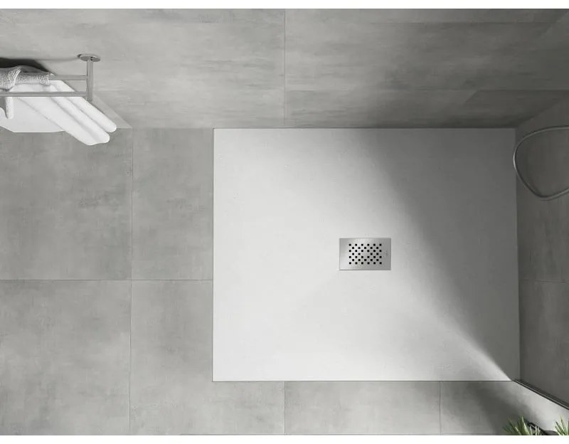 Mexen Hugo, obdĺžniková sprchová vanička SMC 110 x 100 cm, biela, oceľová krytka, 42101011-X