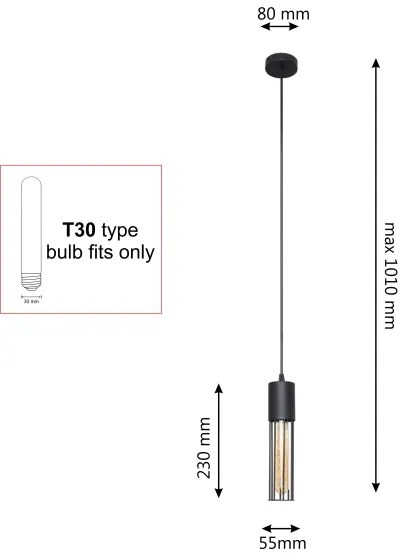 Luster na lanku MELODY 1xE27/15W/230V čierna
