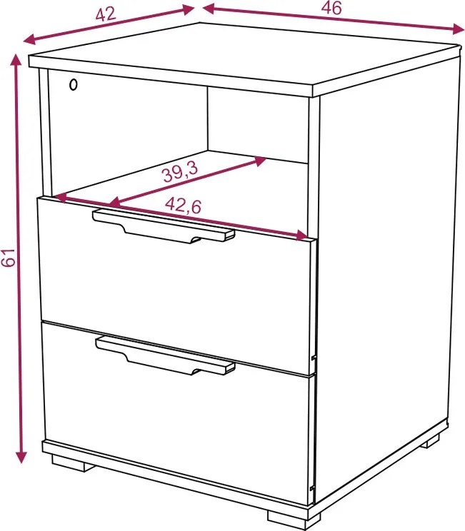 Noční stolek Naka 46 cm bílý