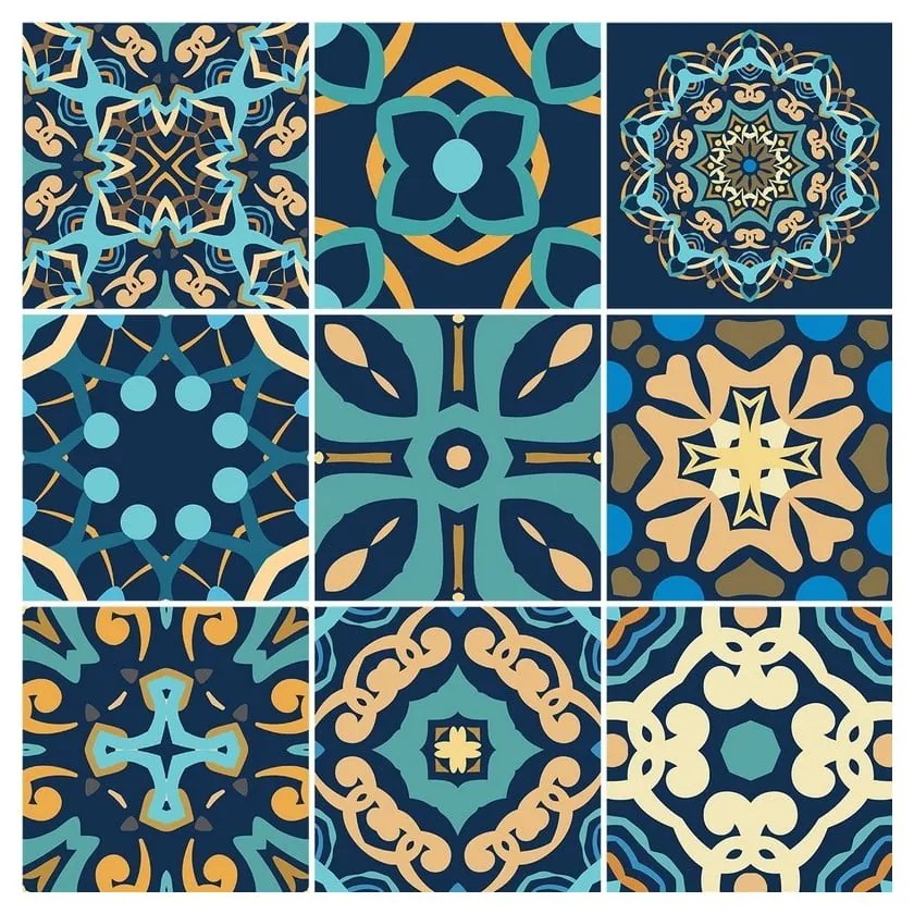 Sada 9 dekoratívnych samolepiek na stenu Ambiance Dizier, 10 × 10 cm