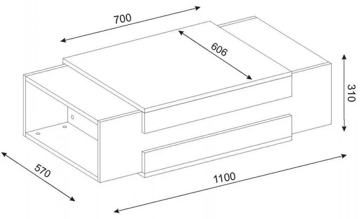 Konferenčný stolík Nora 110 cm biely/hnedý