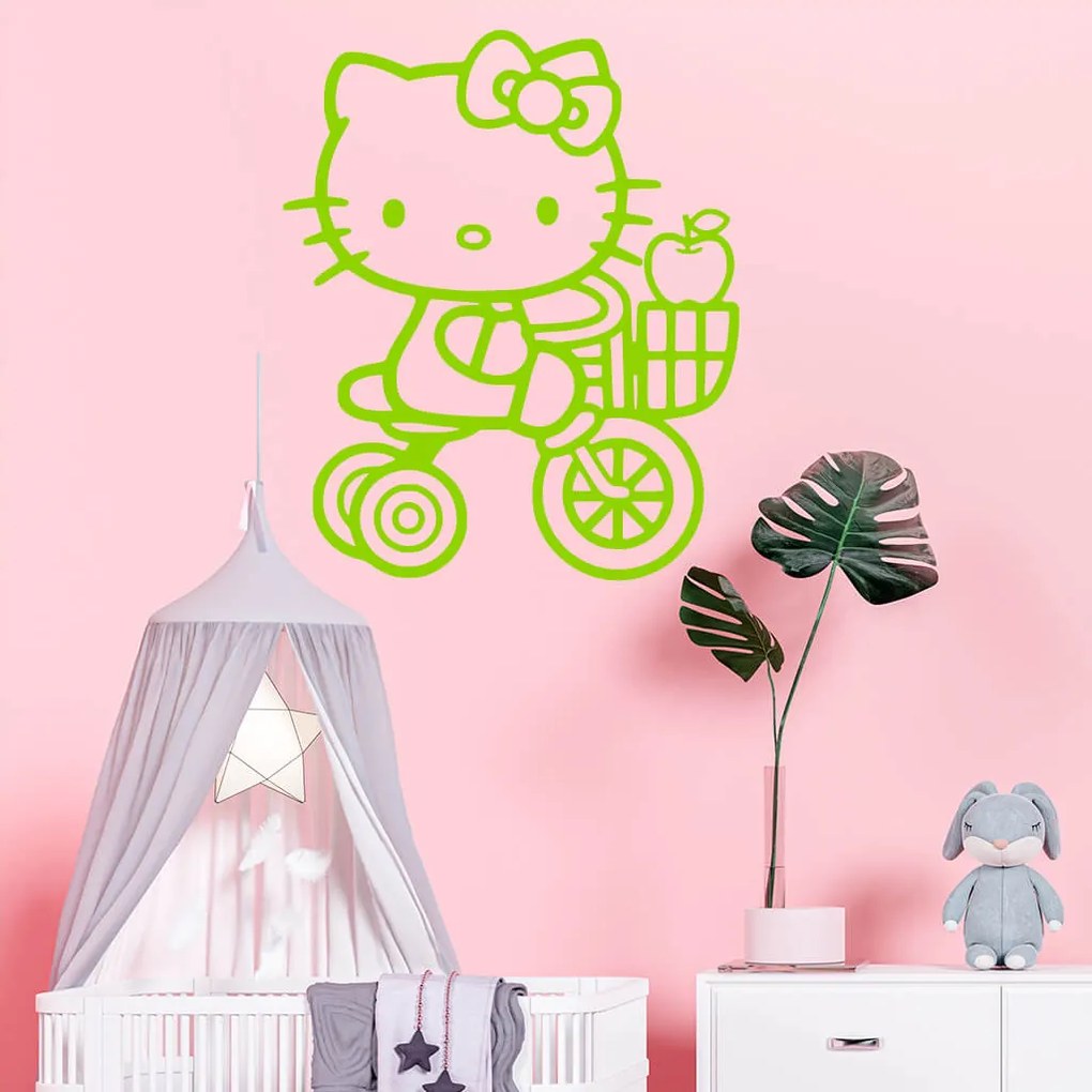 Veselá Stena Samolepka Mačička Hello Kitty Farba: hnědá, Veľkosť: 40 x 33 cm