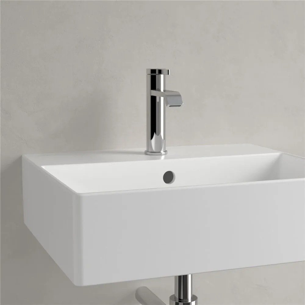 VILLEROY &amp; BOCH Memento 2.0 závesné umývadlo s otvorom, s prepadom, 500 x 420 mm, Stone White, s povrchom CeramicPlus, 4A2250RW