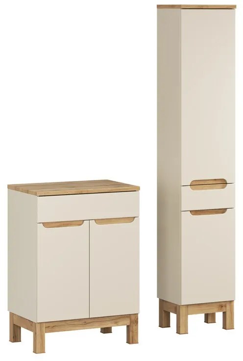 Koupelnová sestava Bali Casad s deskou a skříňkami 60 cm kašmírová/dub wotan