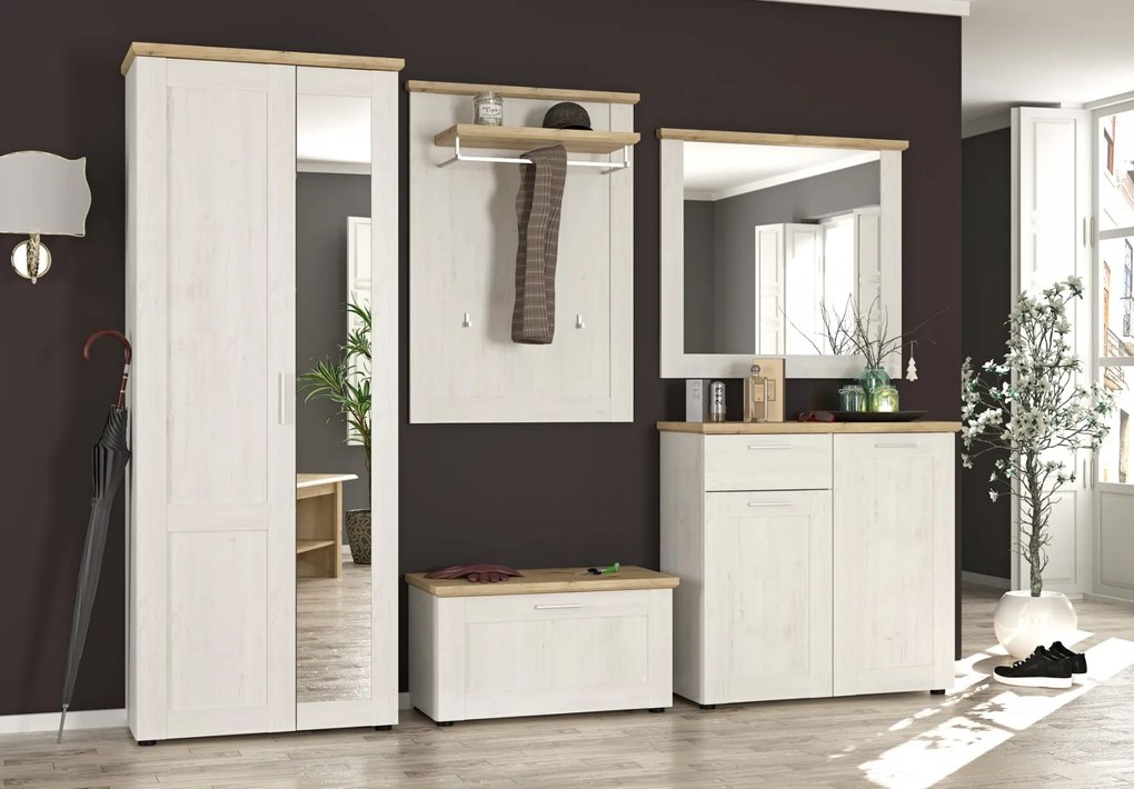 Vešiak na stenu KELIES, borovica Andersen / dub Artisan