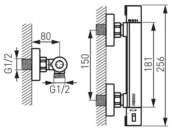 FERRO TRINITY TERMOSTATICKA SPRCHOVÁ BATÉRIA, CHROM, TRM7