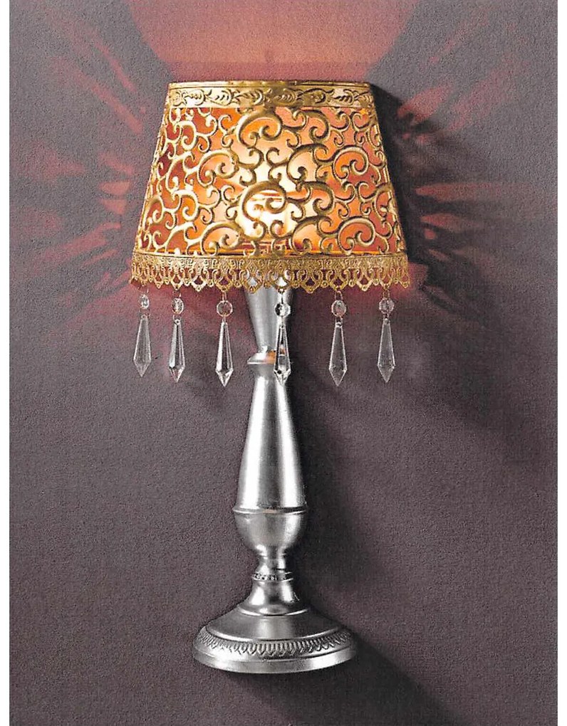 Nástenná dekoratívna kovová lampa zlatá/strieborná