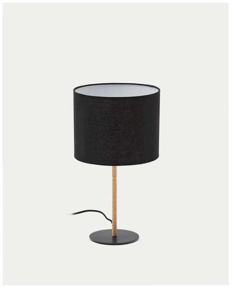 Čierna stolová lampa s textilným tienidlom (výška 45 cm) Pina – Kave Home