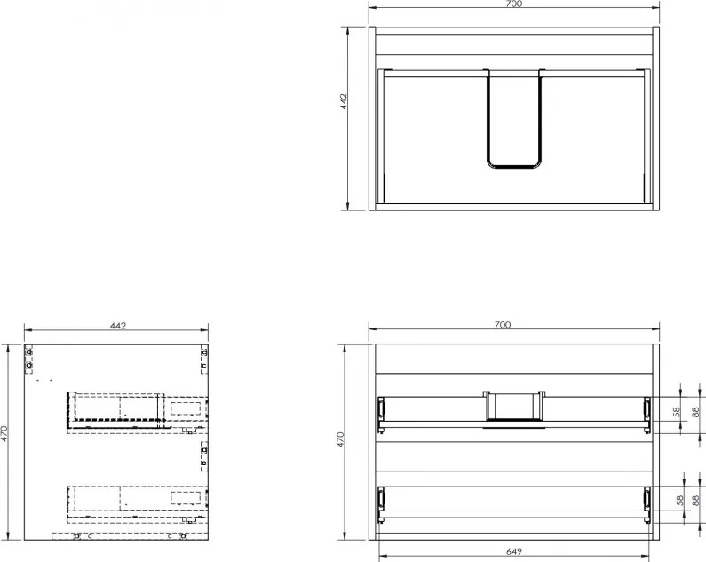 Mexen Box-A, závesná skrinka 70 cm, 2 zásuvky, orech, 91AX0-0700-470-2-86
