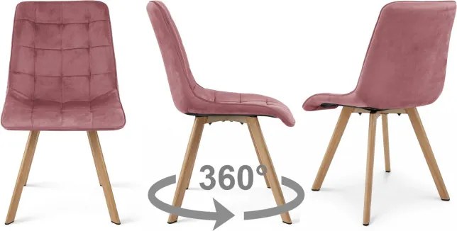 Jedálenská stolička CIEZA 360 zamatová, tmavoružová / hnedé nohy