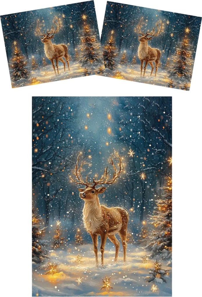 3D obliečky z mikrovlákna STARLIGHT DEER farebné Rozmer obliečky: 70 x 90 cm | 140 x 200 cm