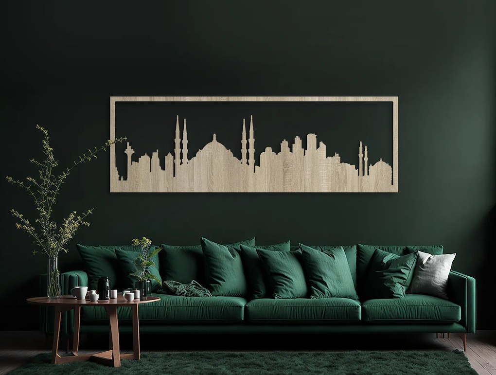 drevko Obraz Istanbul panoráma Rozmer obrazu: 29,5 x 89 cm, Farba dekorácie: Čierna