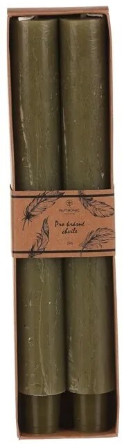 Súprava kónických sviečok, sv. zelená, 2 ks, parafín