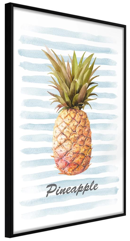 Artgeist Plagát - Pineapple and Stripes [Poster] Veľkosť: 20x30, Verzia: Čierny rám s passe-partout