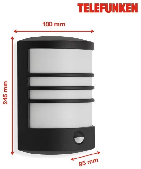 Telefunken 315505TF-LED Vonkajšie nástenné svietidlo so senzorom LED/12W/230V IP44