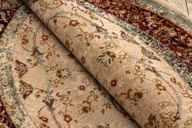 Koberec POLONIA KORDOBA 25 rozeta / rám, svetlý rubín kruh