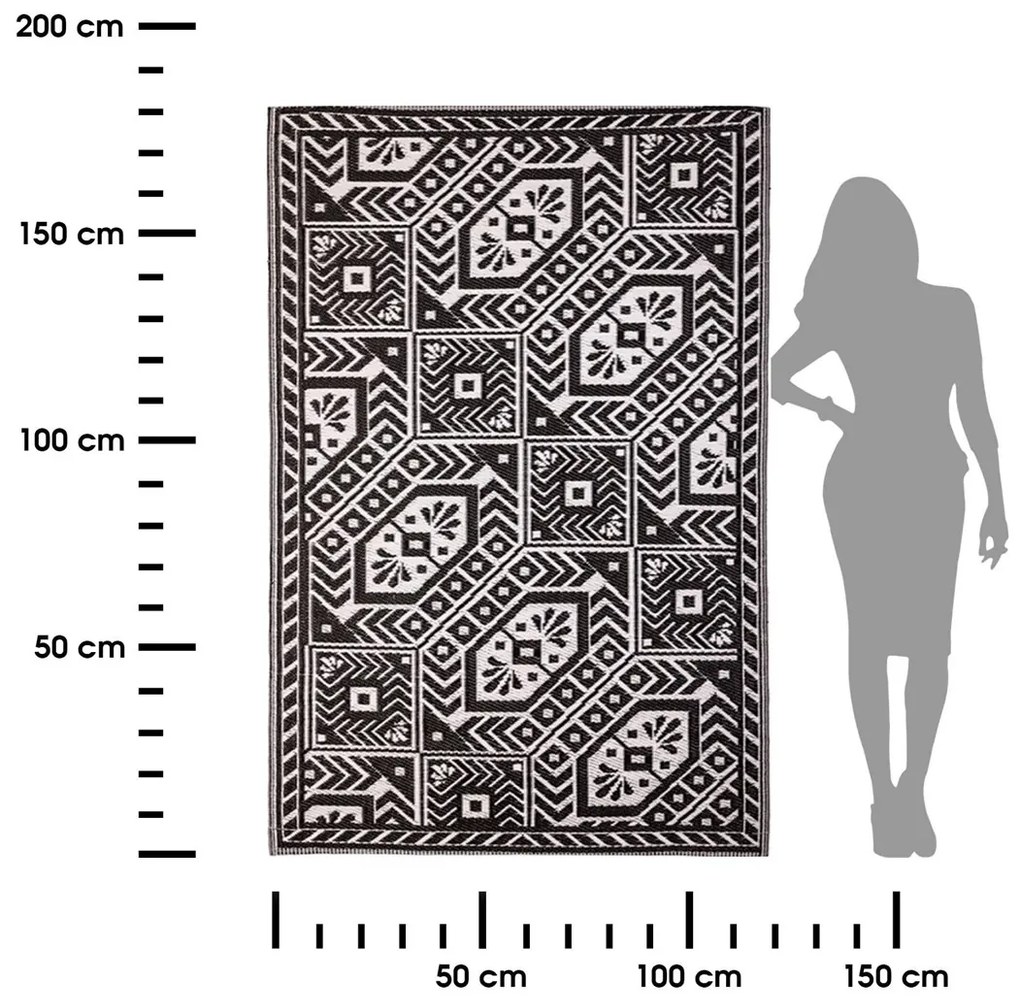 Esschert Design Koberec Harlow, 122x182 cm, biela/čierna