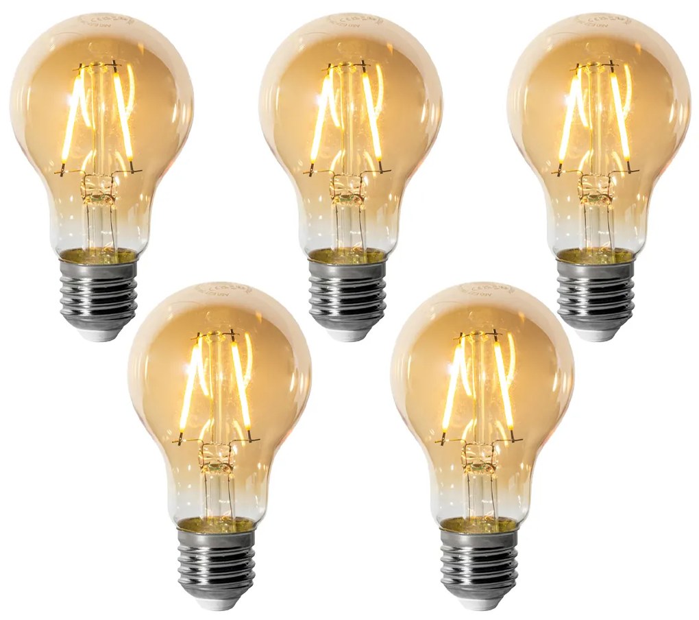 Sada 5 stmievateľných LED žiaroviek E27 A60 zlatá 3W 310 lm 2200K