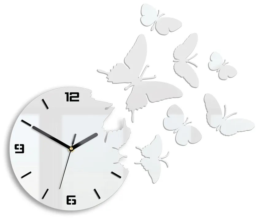 3D nalepovacie hodiny Butterfly biele