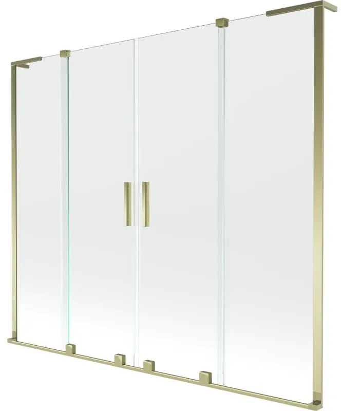 Mexen Velar L Duo, 2-krídlová posuvná vaňová zástena 170 x 150 cm, 8mm číre sklo, zlatá lesklá, 896-170-003-02-50