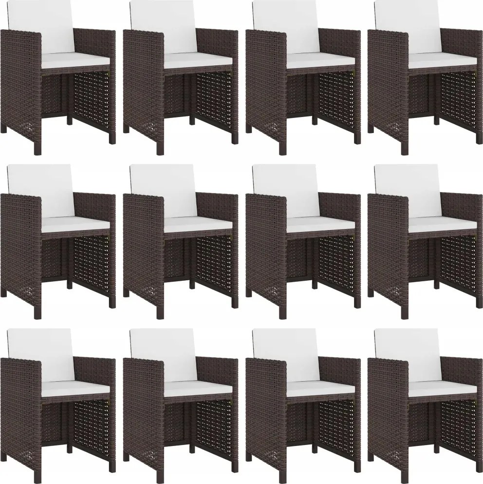 vidaXL 13-dielna sada záhradného nábytku s vankúšmi, Pe ratan, hnedá