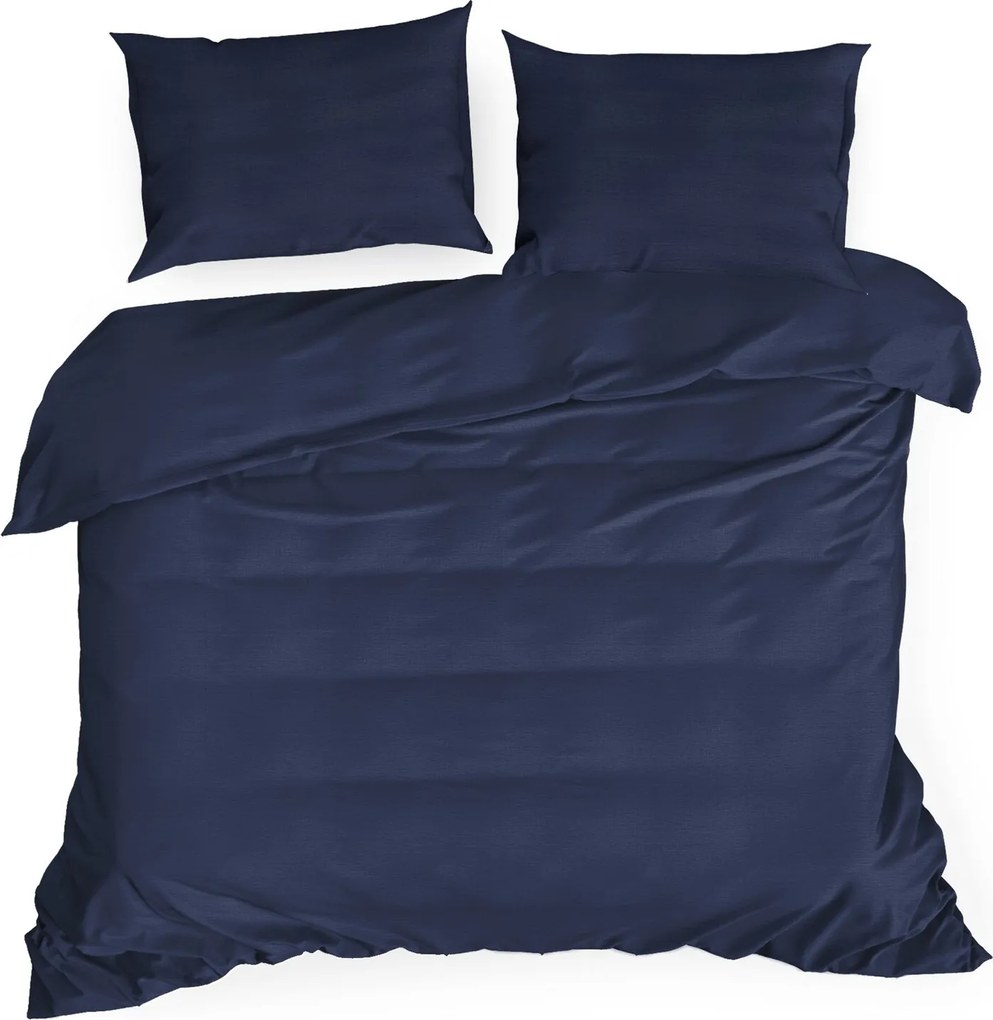 SATÉNOVÉ OBLIEČKY NOVA3 140X200 CM, 1 KS 70X80 CM TMAVOMODRÉ