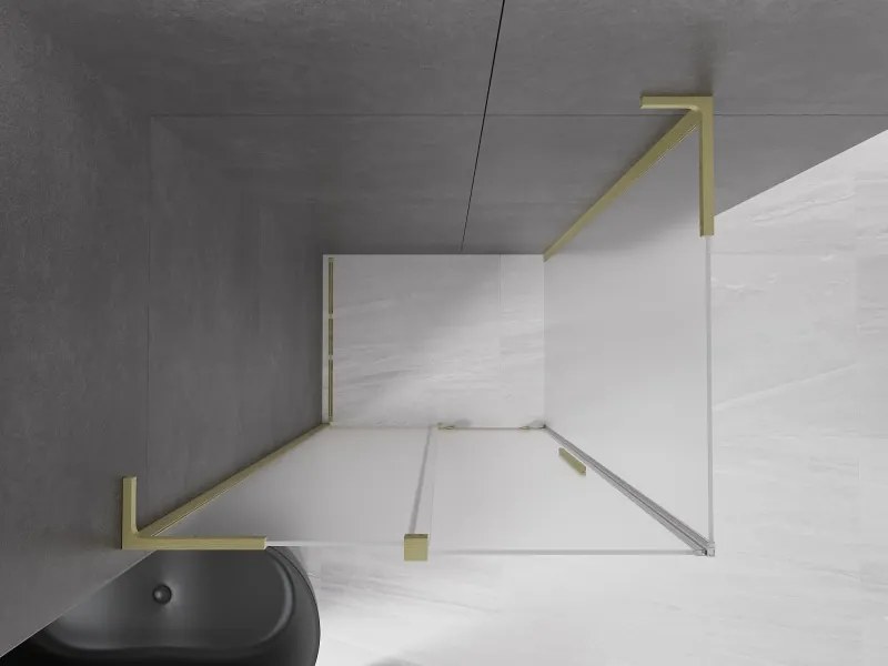 Mexen Velar L, sprchový kút s posuvnými dverami 90 x 80 cm, 8mm sklo námraza, zlatá matná, 871-090-080-33-55