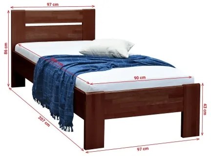 Jednolôžková posteľ AMBER 90x200 cm tmavý orech