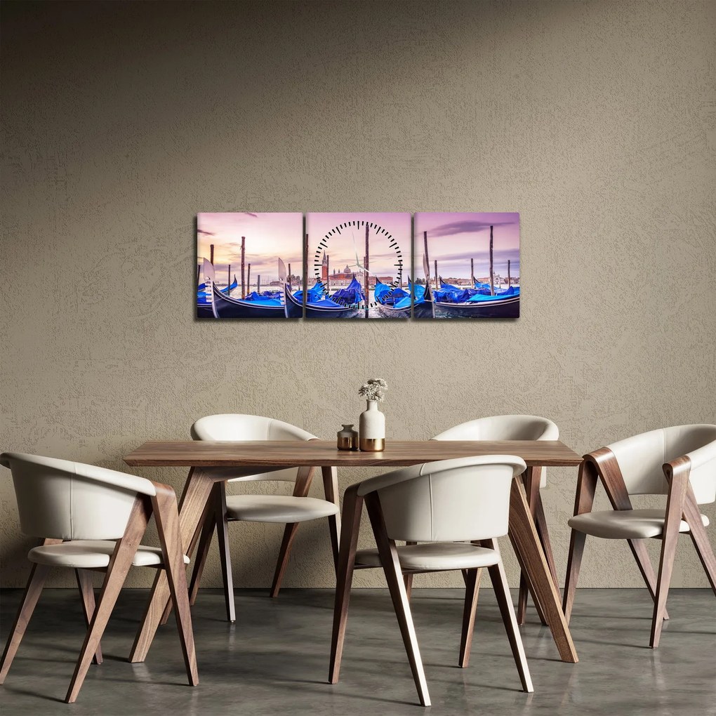 Obraz - Úsvit v Benátkach (s hodinami) (90x30 cm)