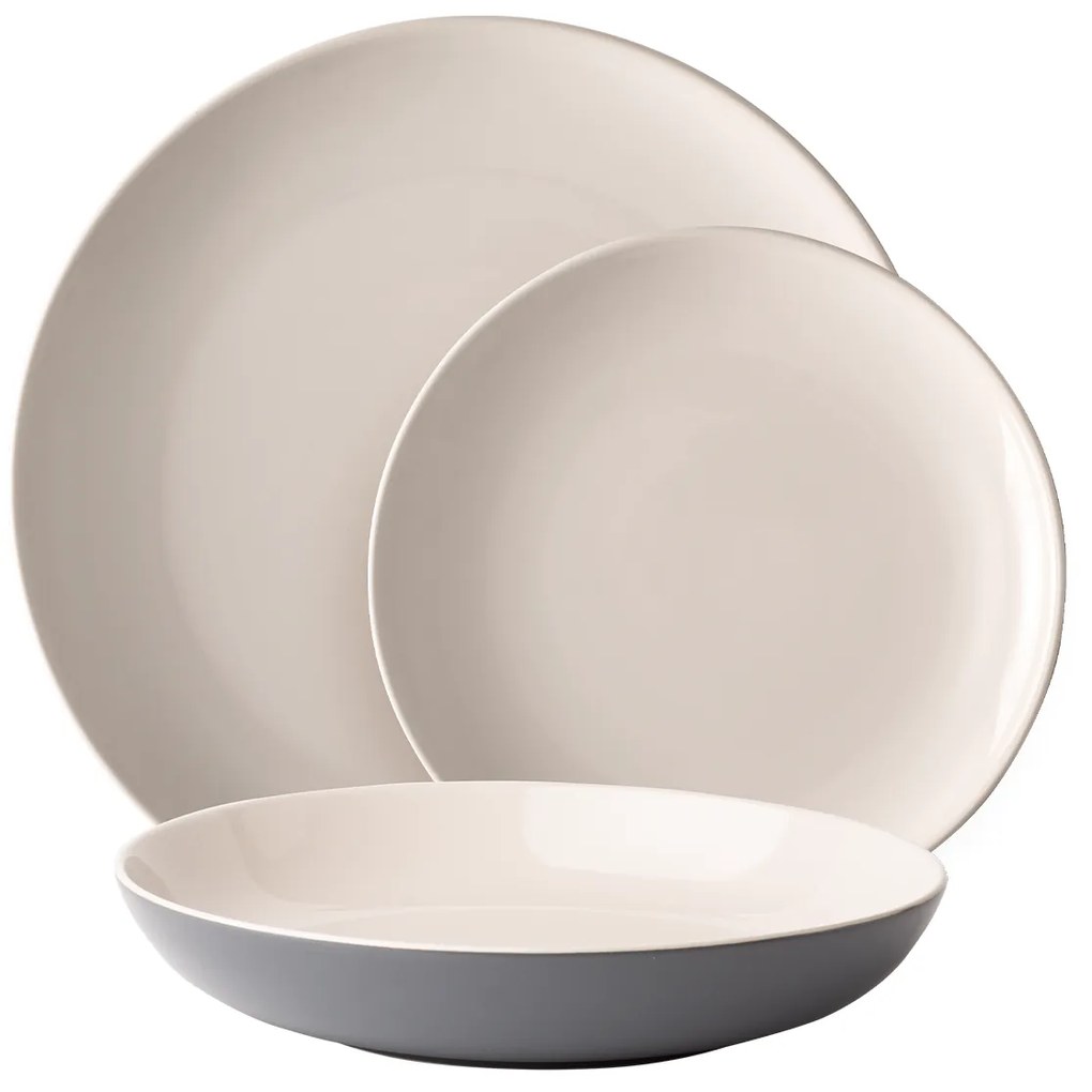 Set keramických tanierov 12 ks – Elements East grey - 492405