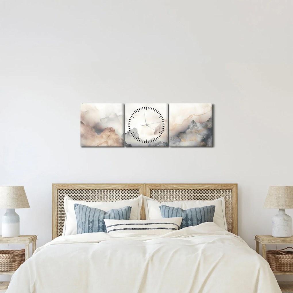 Obraz - Abstrakcia hôr s textúrou mramoru (s hodinami) (90x30 cm)