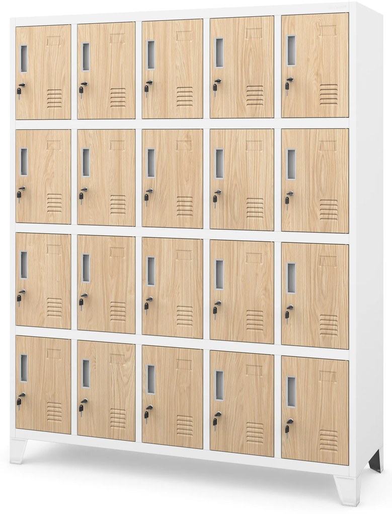 Kovová skriňa do dielne ROBERT, 1360 x 1720 x 450 mm, Eco Design: biela/dub sonoma