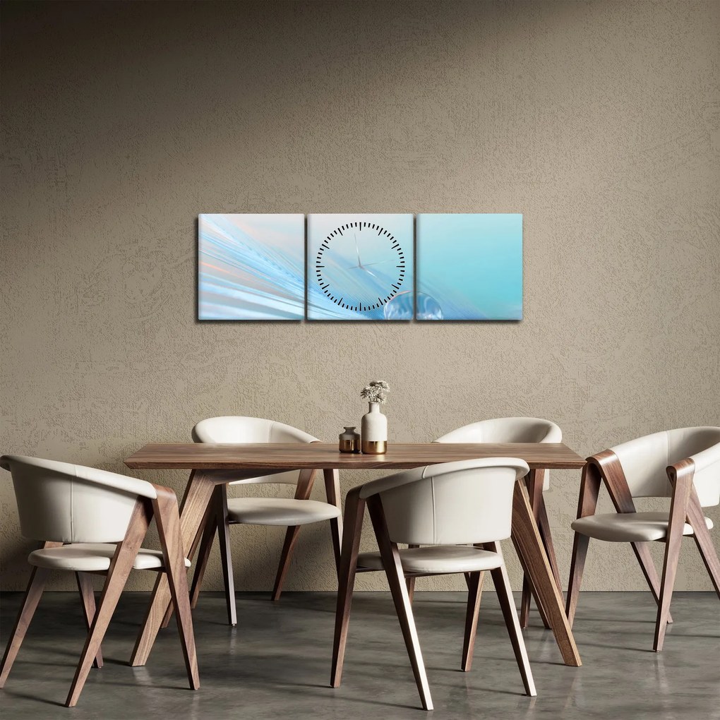 Obraz - Modrá kvapka (s hodinami) (90x30 cm)