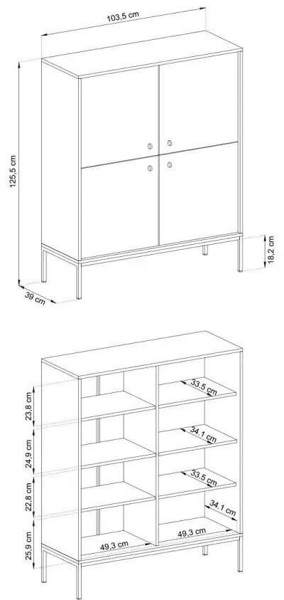 Komoda Mono II 104 cm béžová/čierna