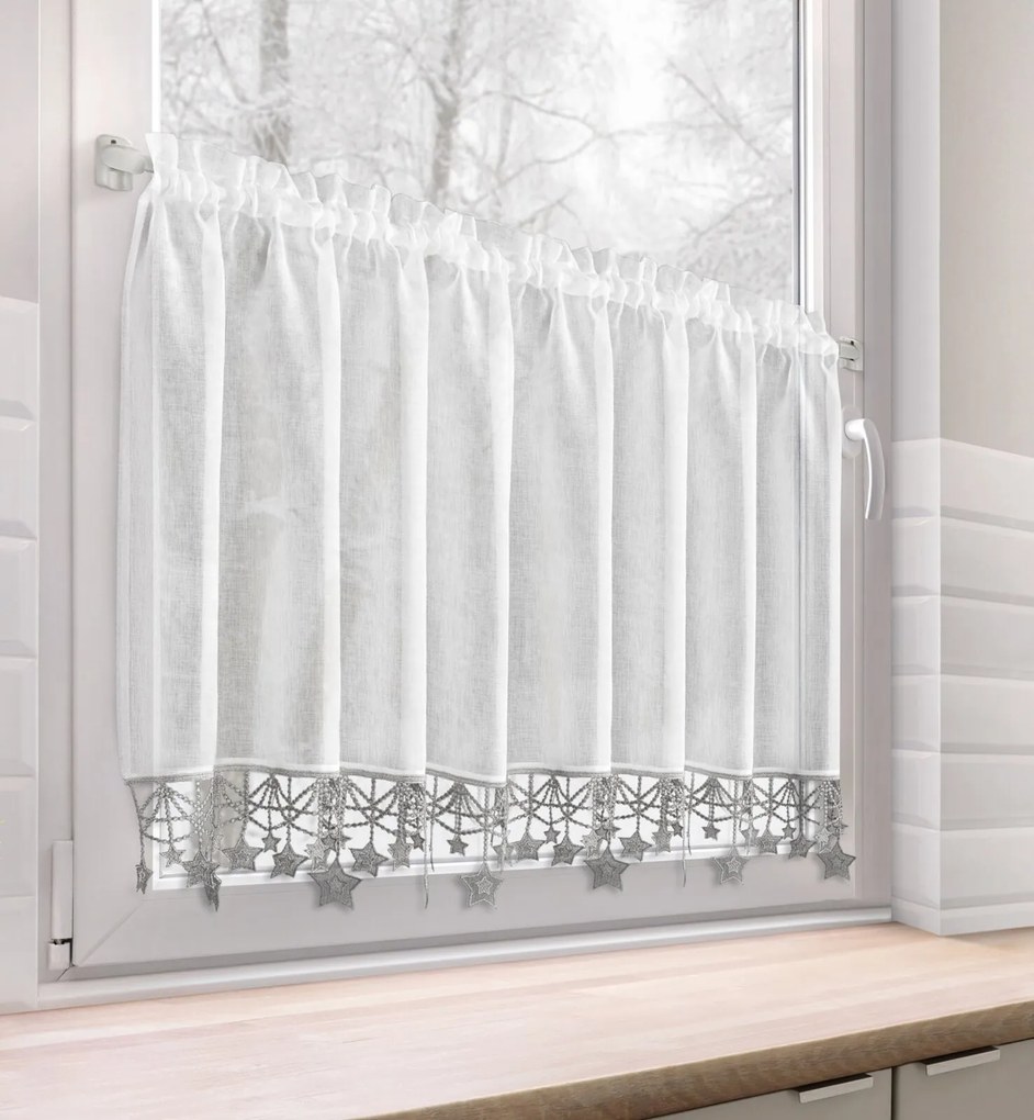 KRÁTKA VIANOČNÁ ZÁCLONA NA PÁSKE XMAS 60X150 CM HVIEZDY