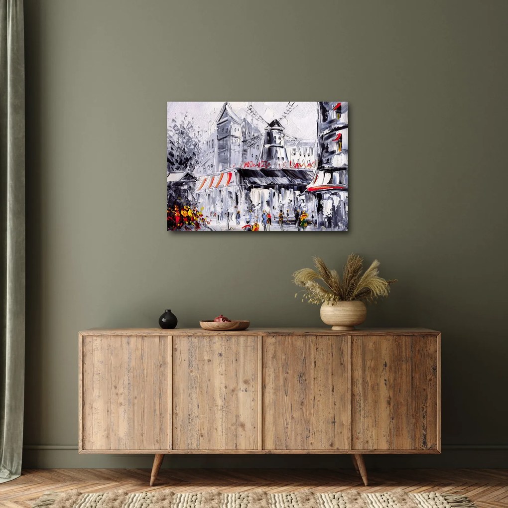 Obraz - Ulica v Paríži, olejomaľba (70x50 cm)