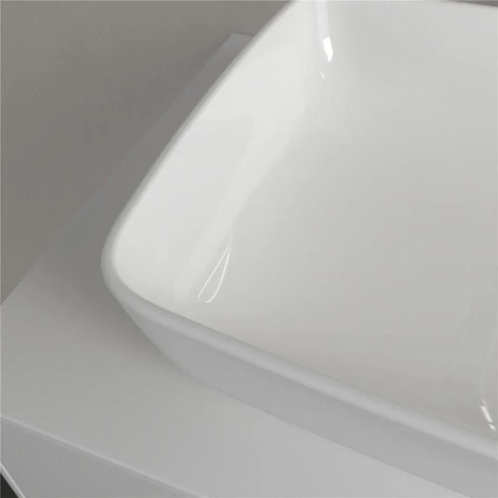 VILLEROY &amp; BOCH Artis obdĺžnikové umývadlo na dosku bez otvoru, bez prepadu, 580 x 380 mm, Stone White, s povrchom CeramicPlus, 417258RW