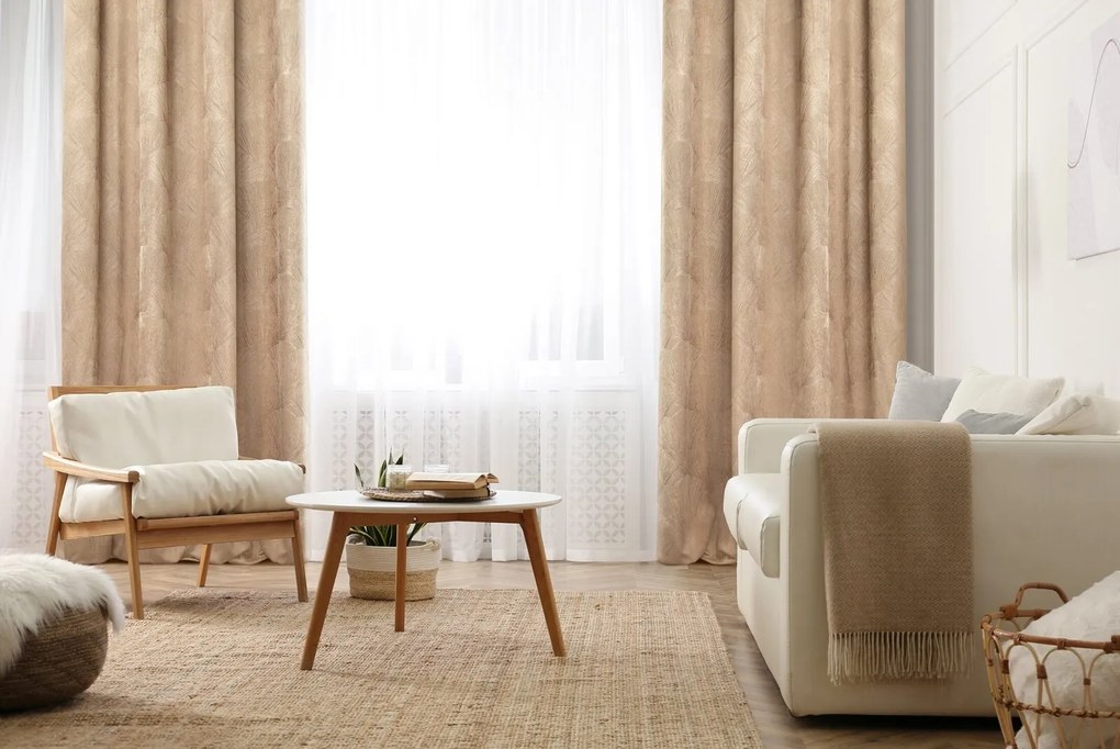ZATEMŇOVACÍ ZÁVES NA KRÚŽKOCH PIERRE CARDIN GOYA 140X250 CM BÉŽOVÁ
