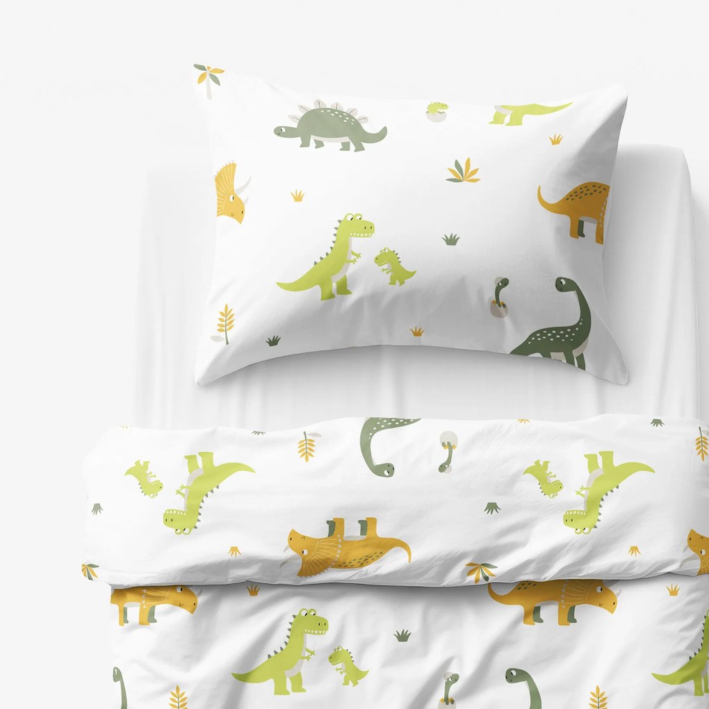 Goldea detské bavlnené obliečky - dinosaurie dobrodružstvo 140 x 200 a 70 x 90 cm